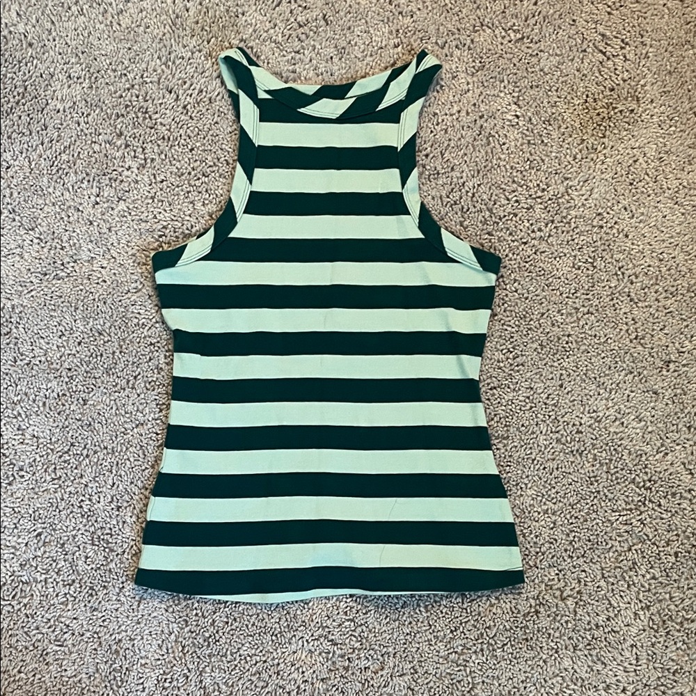 Maeve Green Striped Tank Top